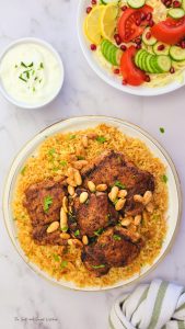 Bulgur pilaf with seared chicken