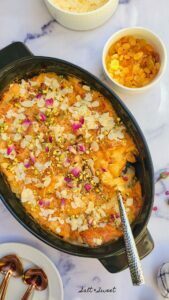 Umm Ali is traditional Egyptian bread pudding, that makes the perfect dessert or breakfast treat. It’s warm, rich, and delicious with a soft-silky texture. One of my favorite Ramadan desserts recipes.