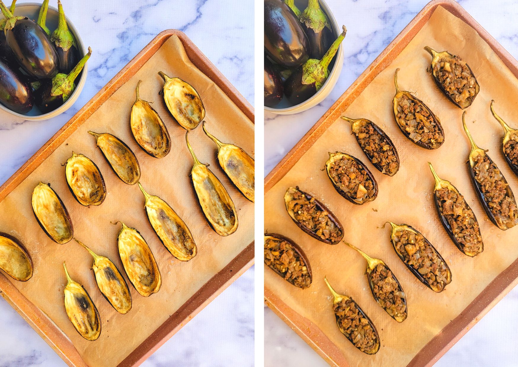 Stuffed Eggplant Boats with Ground Beef Salt & Sweet