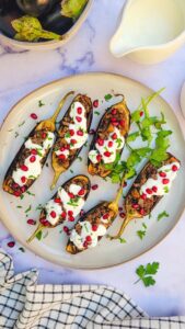 Stuffed eggplant boats