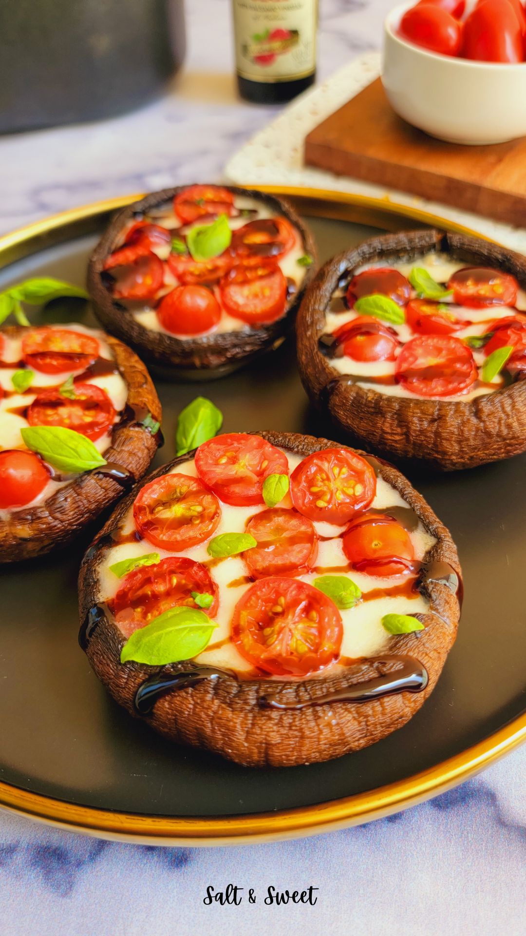 Air Fryer Caprese Stuffed Portobello Mushrooms Salt & Sweet